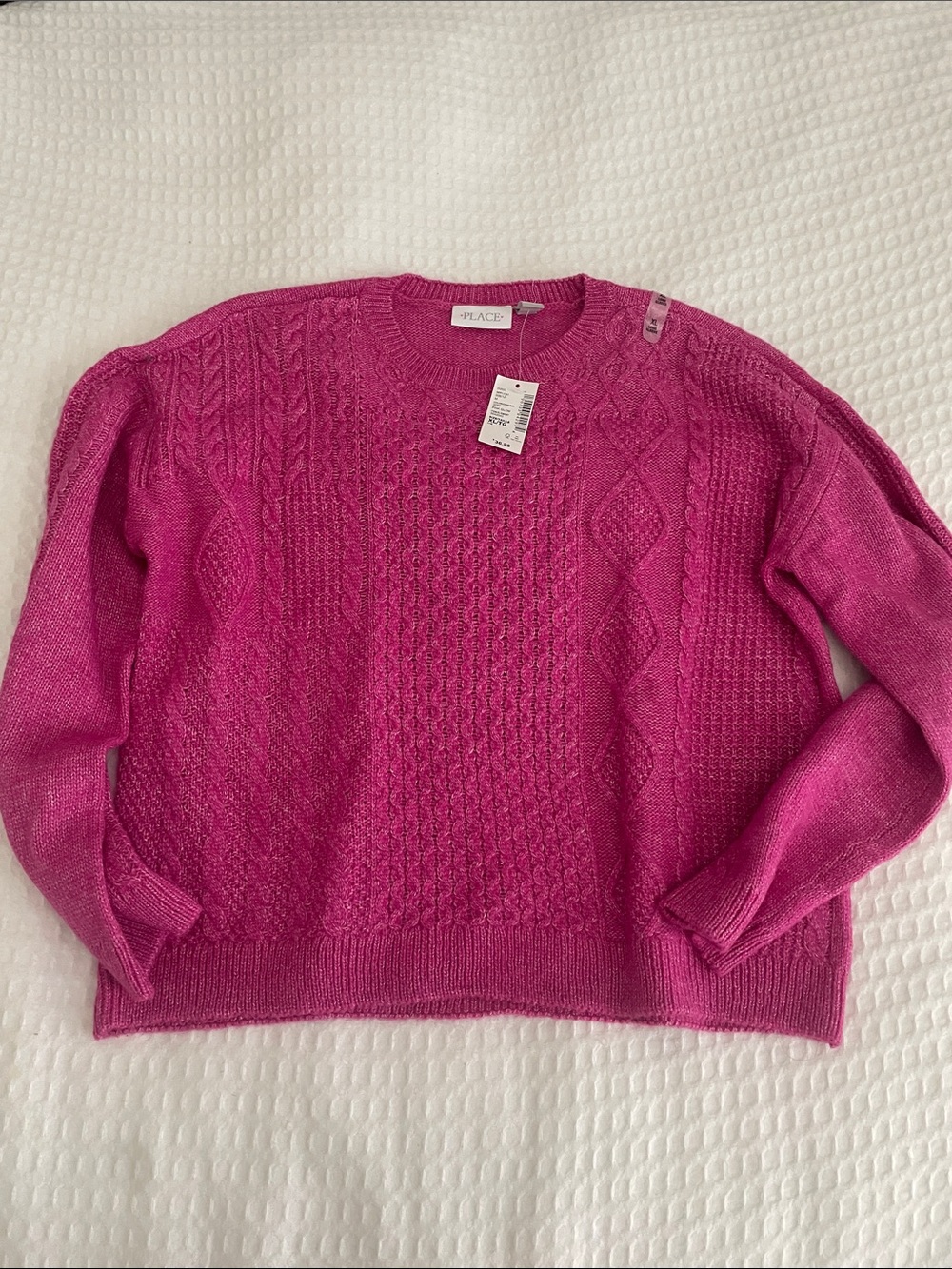 The Children's Place Bright Fuchsia Cable Knit Crew Sweater